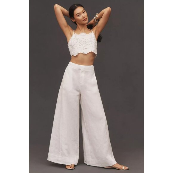 By Anthropologie Linen Palazzo Pants 14 - Picture 5 of 5